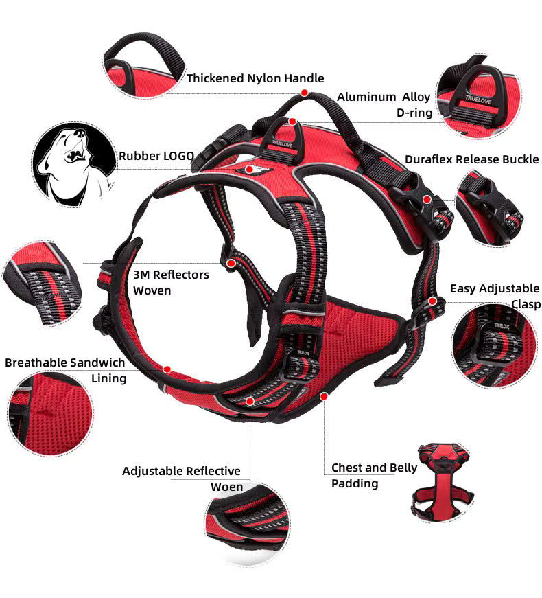 Truelove No-Pull Reflective Dog Harness – Breathable & Padded with Handle