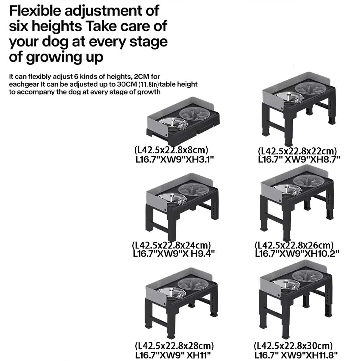 ThePetzStore™ Adjustable Elevated Stand with 2 Bowls