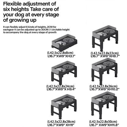 ThePetzStore™ Adjustable Elevated Stand with 2 Bowls