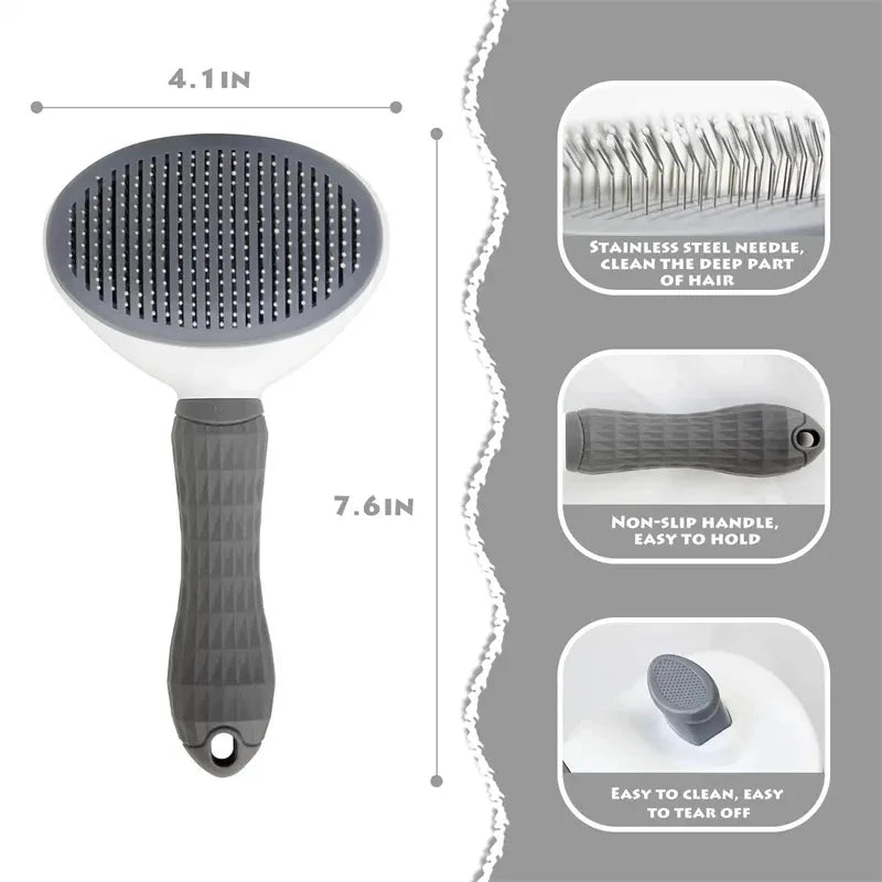 One-Click Self-Cleaning Grooming Brush