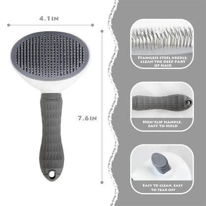 One-Click Self-Cleaning Grooming Brush