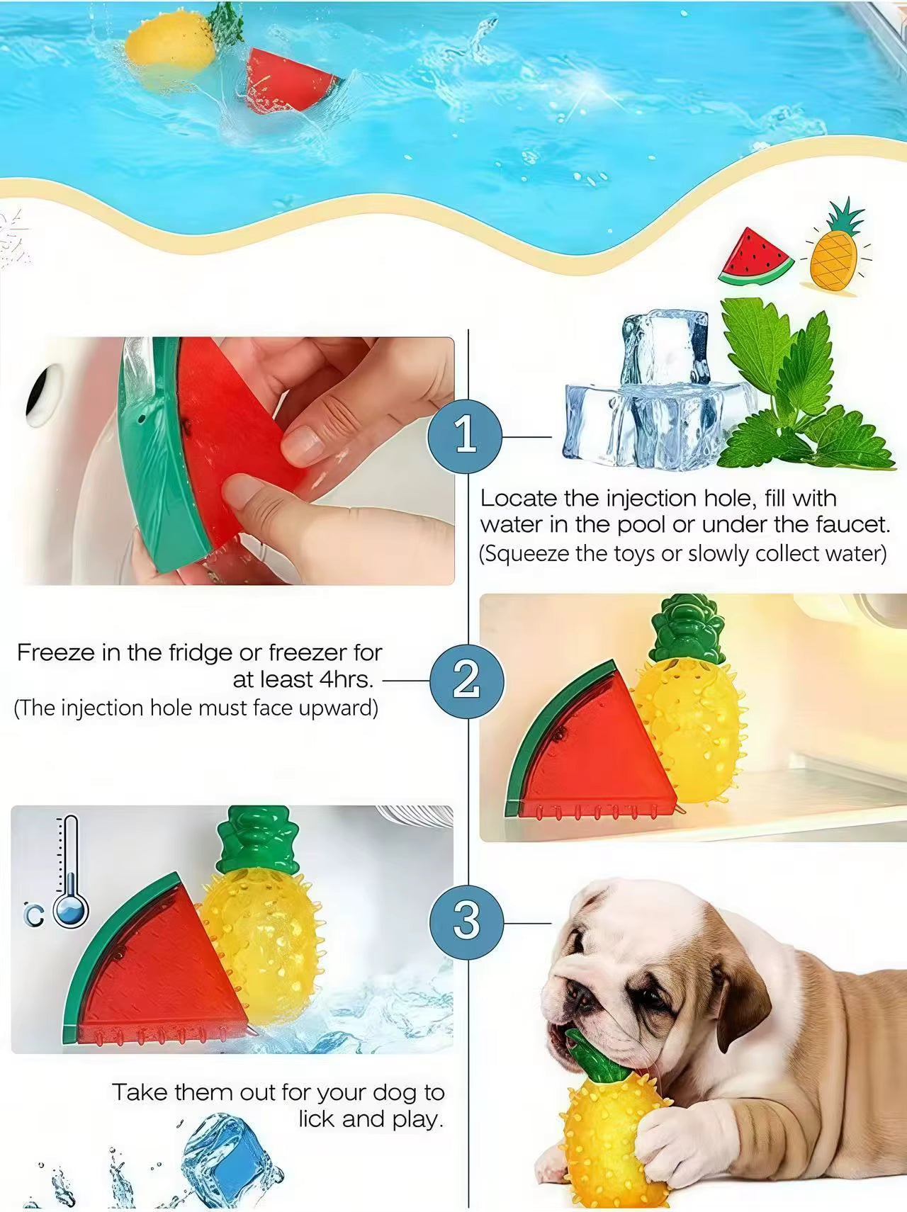 ThePetzStore™ Cooling Freezeable Fruit Dog Chew Toy