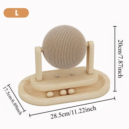 PetzSpin 2-in-1 Wooden Cat Scratching Ball & Track Toy