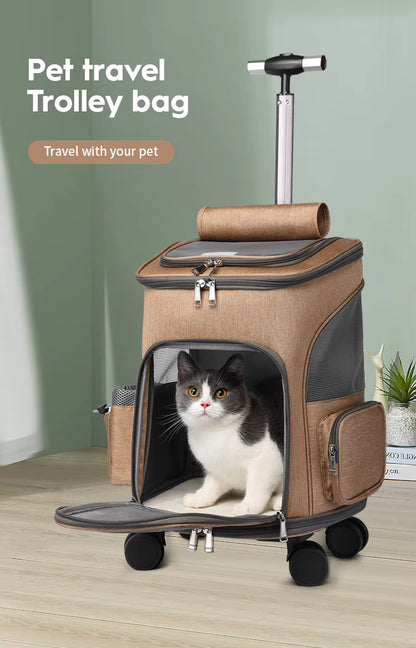 PetzVoyage 2-in-1 Rolling Pet Carrier & Travel Backpack