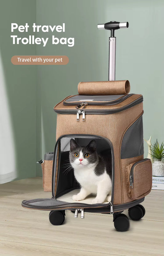 PetzVoyage 2-in-1 Rolling Pet Carrier & Travel Backpack