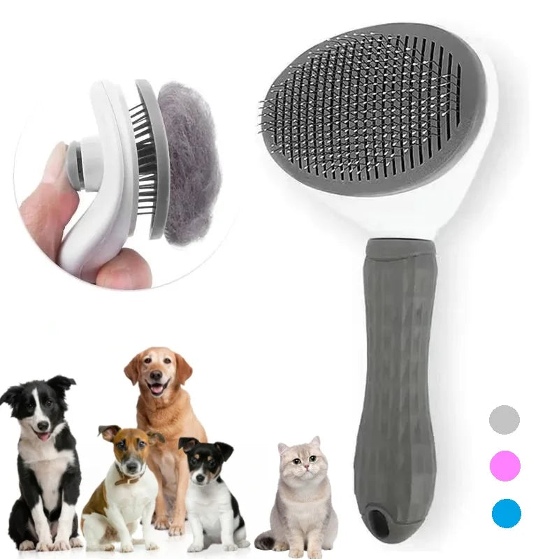 One-Click Self-Cleaning Grooming Brush