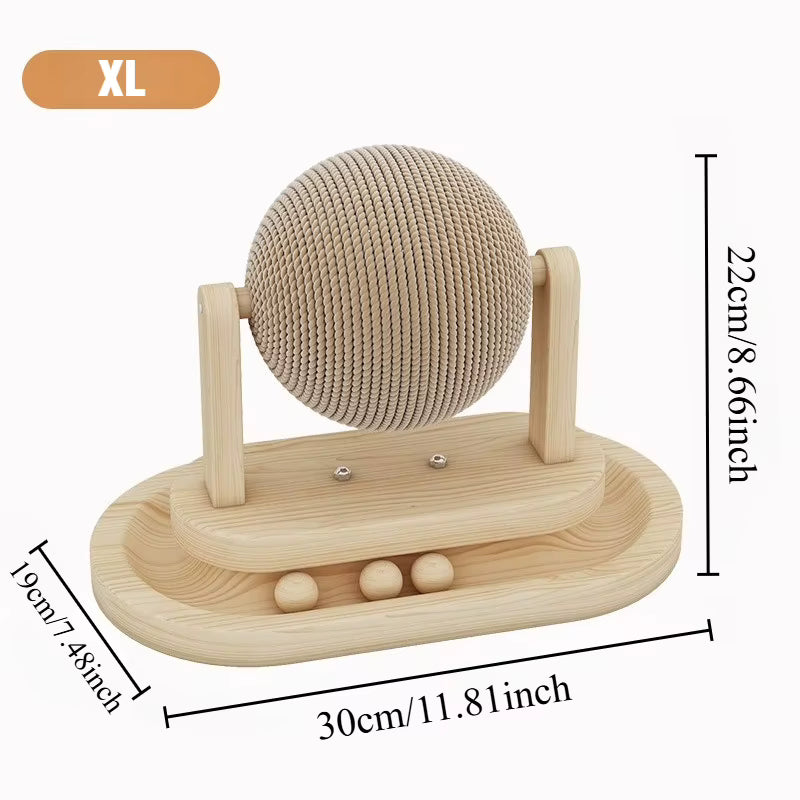 PetzSpin 2-in-1 Wooden Cat Scratching Ball & Track Toy