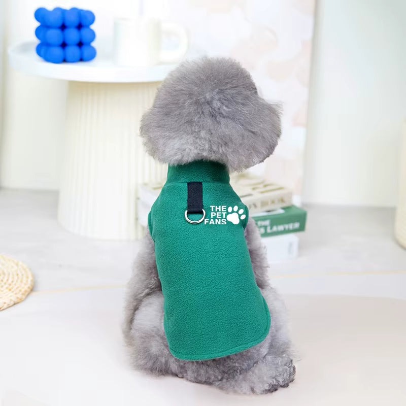 Warm Fleece Dog Vest with Leash Ring