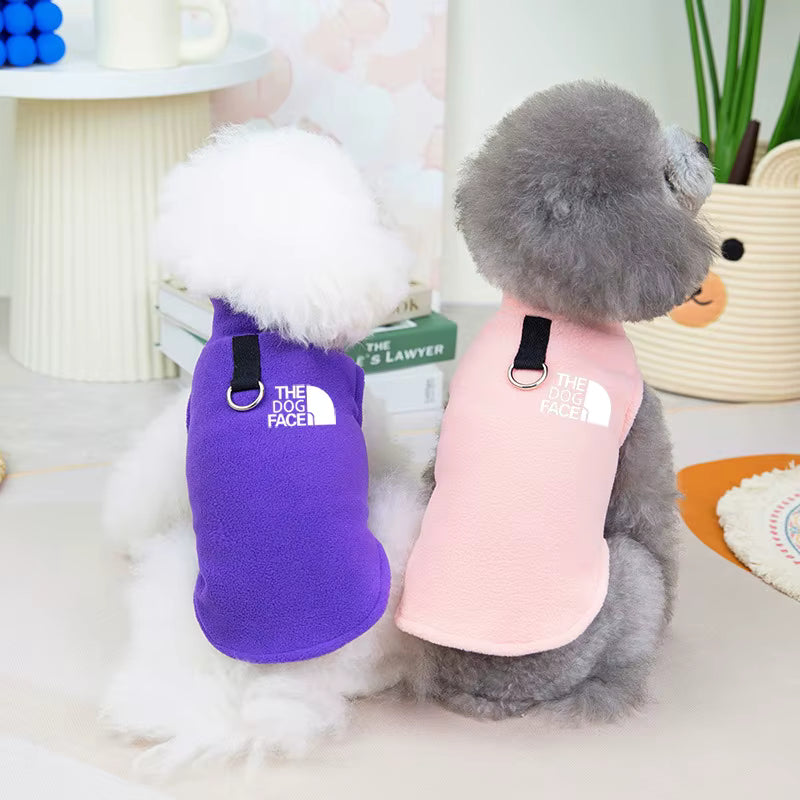 Warm Fleece Dog Vest with Leash Ring