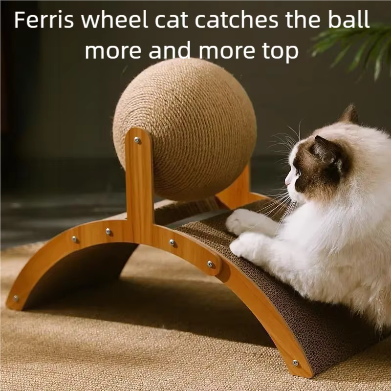 PetzPlay 2-in-1 Rotating Sisal Ball & Arch Cat Scratcher