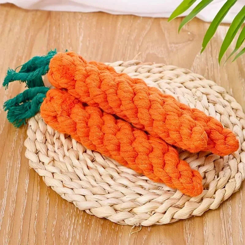 Carrot Dog Bite Rope Pet Dog Toy Safe Durable Braided Bite Dog Chew Toys Resistant Puppy Molar Cleaning Teeth Cotton Rope