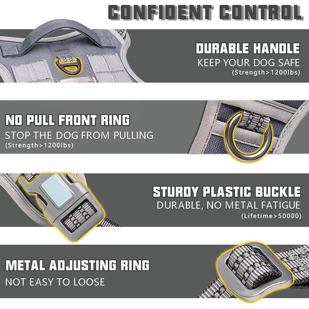 Heavy-Duty Tactical No-Pull Dog Harness with Control Handle