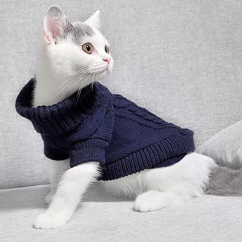Classic Cable Knit Turtleneck Pet Sweater | Warm Winter Knitwear