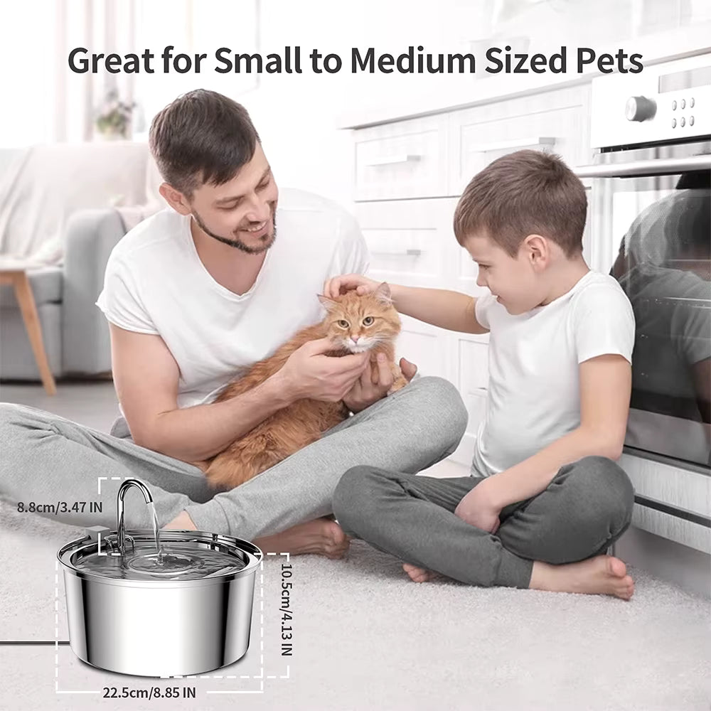 PureFlow Stainless Steel Pet Water Fountain – 3.2L Ultra-Quiet Dispenser