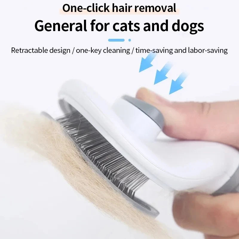 One-Click Self-Cleaning Grooming Brush