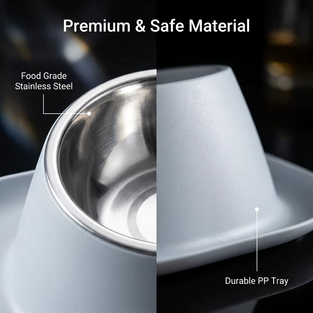 Double Stainless Steel Pet Bowl Set with Anti-Spill Tray