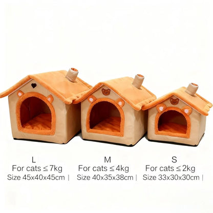 CloudSoft™ Cozy Cave Retreat – 2-in-1 Pet House & Bed
