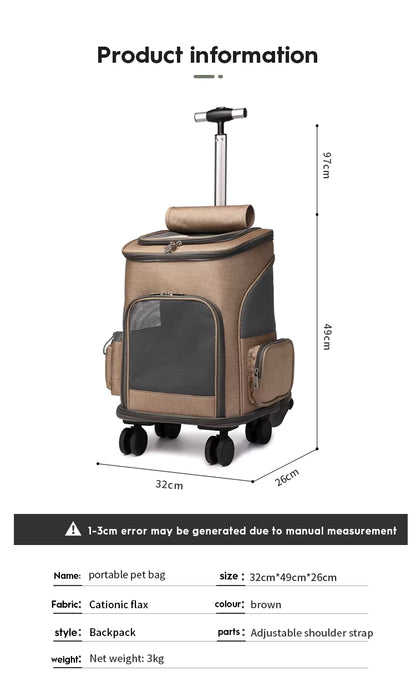 PetzVoyage 2-in-1 Rolling Pet Carrier & Travel Backpack