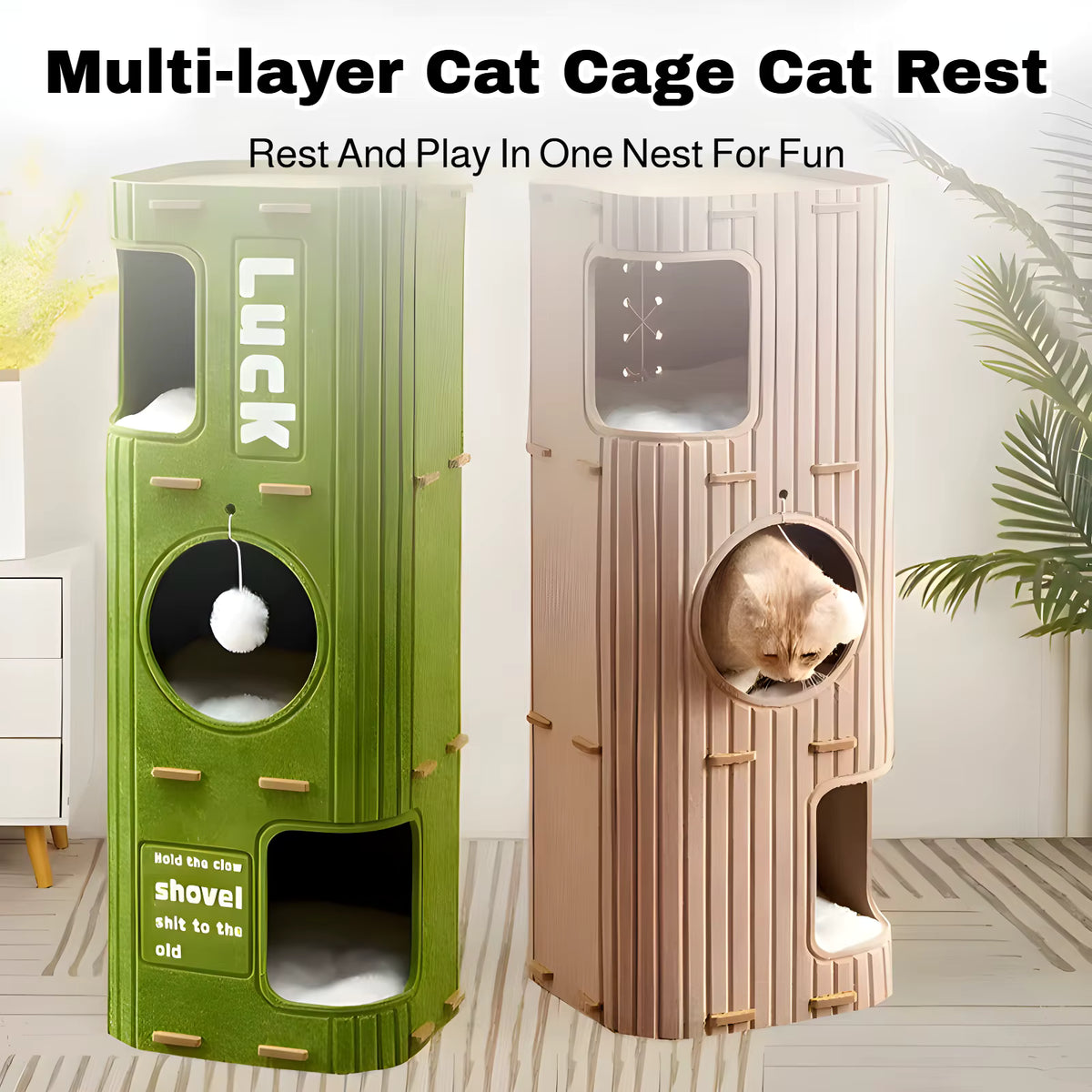 PetzTower Multi-Level Modular Cat Scratcher & Play Condo