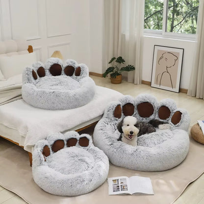 Plush Paw-Shaped Calming Pet Bed