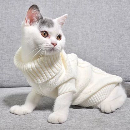 Classic Cable Knit Turtleneck Pet Sweater | Warm Winter Knitwear