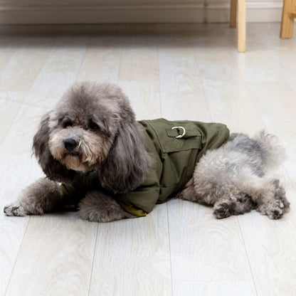 Cargo Winter Dog Jacket with Fur Hood