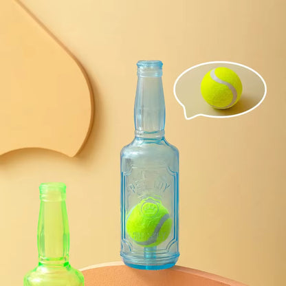 ThePetzStore™ 2-in-1 Squeaky Beer Bottle & Tennis Ball Dog Toy