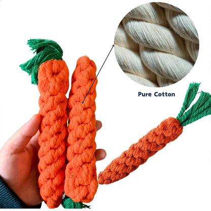 Carrot Dog Bite Rope Pet Dog Toy Safe Durable Braided Bite Dog Chew Toys Resistant Puppy Molar Cleaning Teeth Cotton Rope