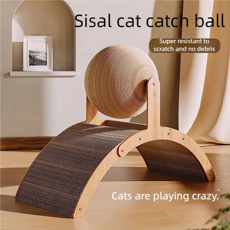 PetzPlay 2-in-1 Rotating Sisal Ball & Arch Cat Scratcher