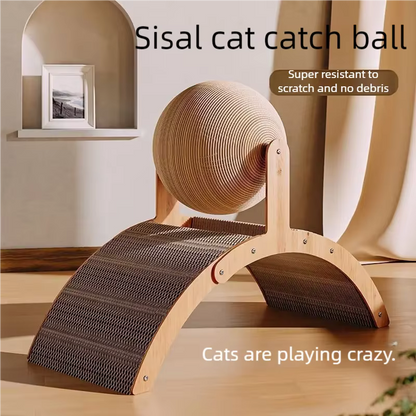 PetzPlay 2-in-1 Rotating Sisal Ball & Arch Cat Scratcher