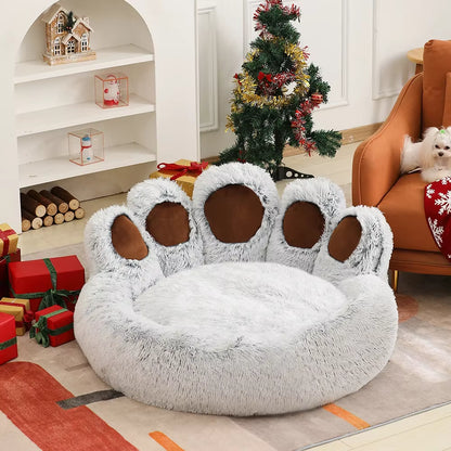 Plush Paw-Shaped Calming Pet Bed
