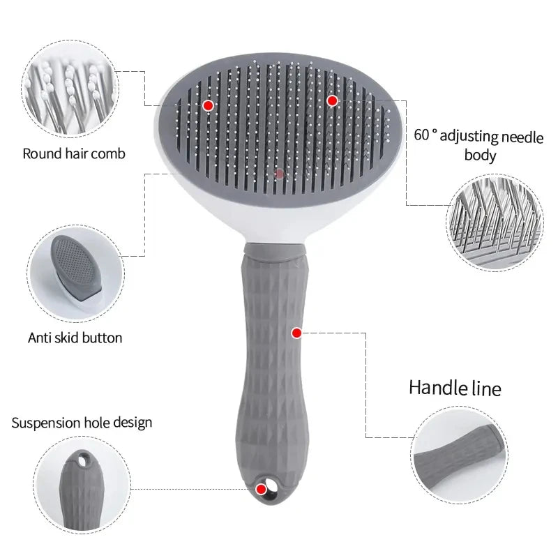 One-Click Self-Cleaning Grooming Brush