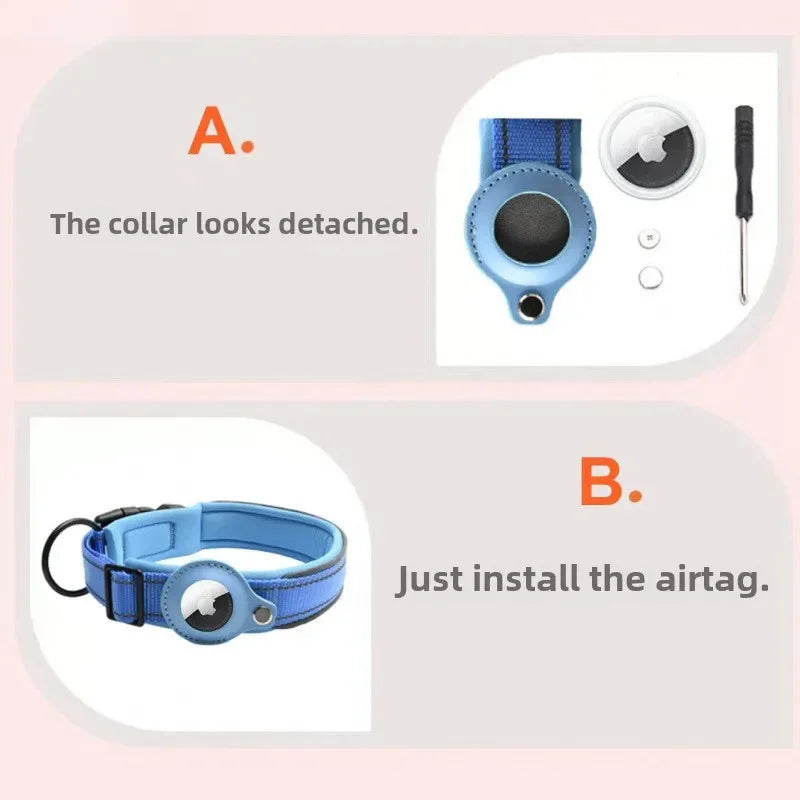 Premium Reflective AirTag Dog Collar - Padded & Adjustable