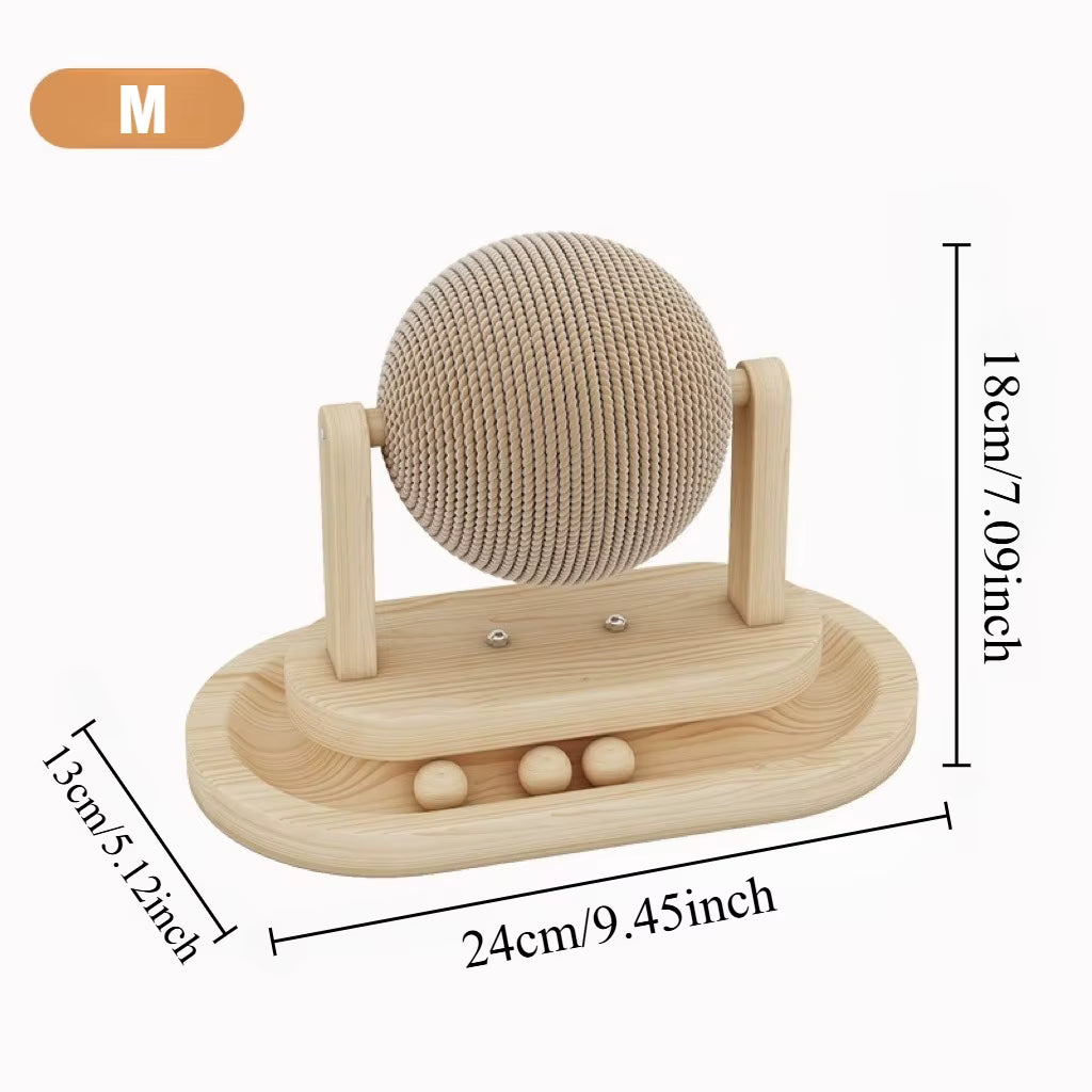 PetzSpin 2-in-1 Wooden Cat Scratching Ball & Track Toy