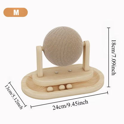 PetzSpin 2-in-1 Wooden Cat Scratching Ball & Track Toy