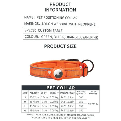 Premium Reflective AirTag Dog Collar - Padded & Adjustable