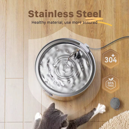 PureFlow Stainless Steel Pet Water Fountain – 3.2L Ultra-Quiet Dispenser
