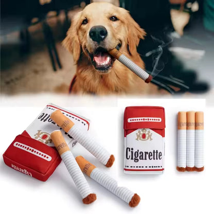 Funny Cigarette Pack Plush Dog Squeak Toy