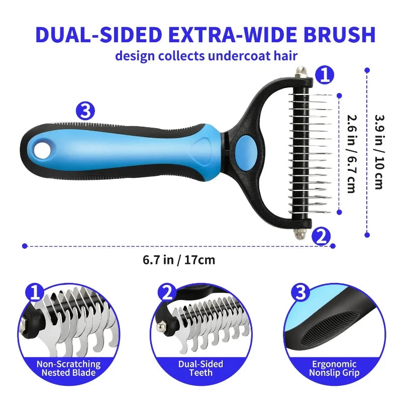 ThePetzStore™ Professional Dual-Sided Undercoat Rake