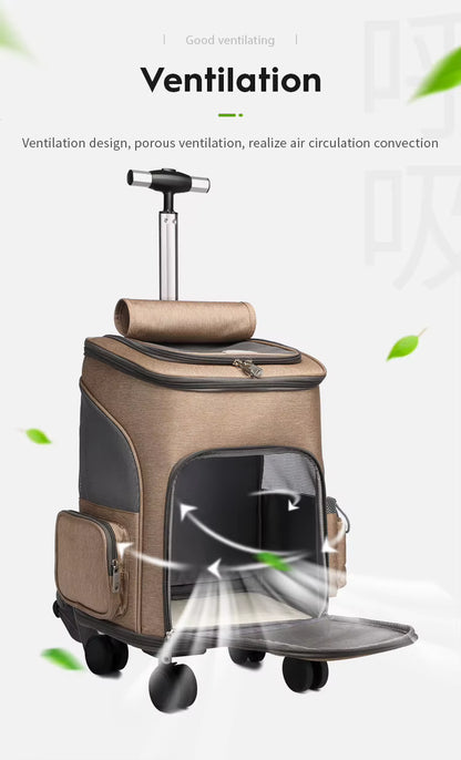 PetzVoyage 2-in-1 Rolling Pet Carrier & Travel Backpack