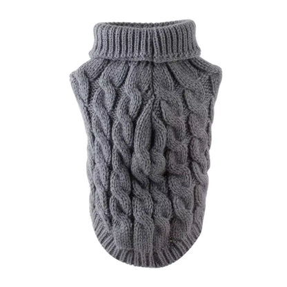 Chunky Cable Knit Dog Sweater & Winter Turtleneck