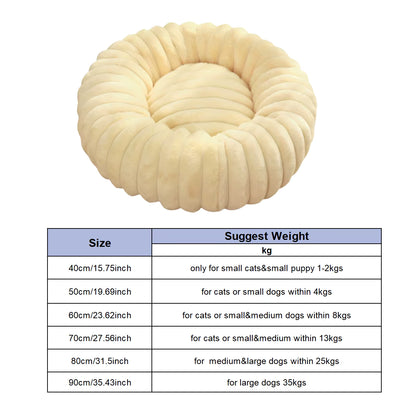 PetzCloud Fluted Velvet Donut Pet Bed | Ribbed Calming Nest