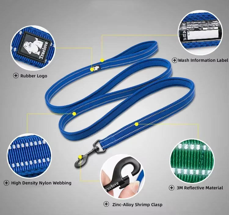 Truelove Soft Padded Mesh Dog Leash – Reflective & Durable